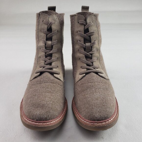 Sofft Landee Sweater Knit Ankle Boot Womens 8.5 Beige Lace Up Comfort Combat - Picture 6 of 9